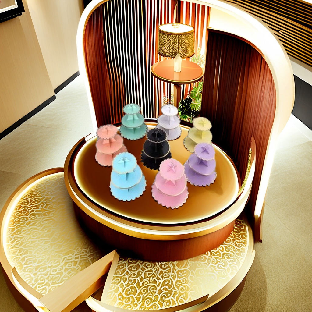 The double-layer rotating cake rack display stand, a must-have for creative dessert shops, is a beautiful, practical and high-end baking tool Specification image