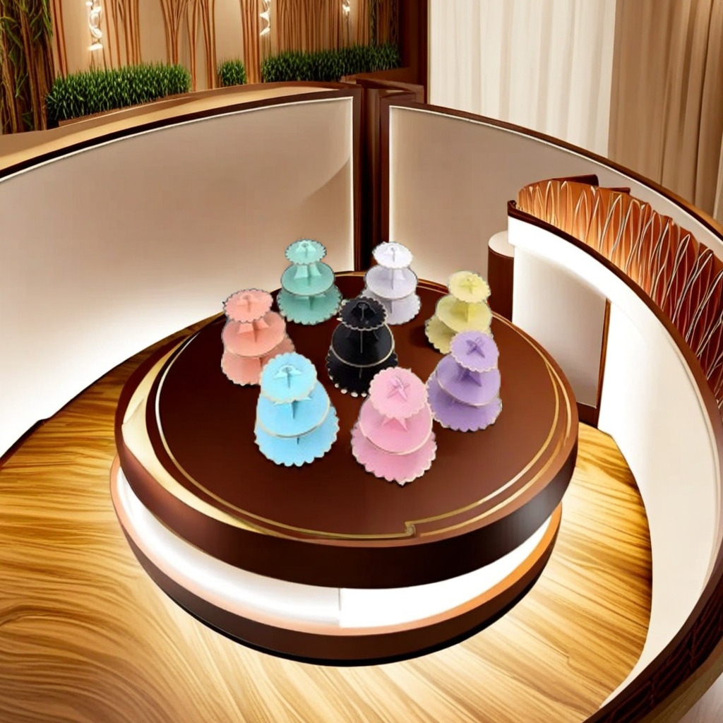 The double-layer rotating cake rack display stand, a must-have for creative dessert shops, is a beautiful, practical and high-end baking tool details Picture
