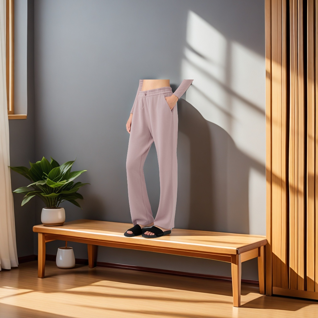 DAW167秋冬款瑜伽裤女 高腰显瘦休闲直筒裤 百搭宽松阔腿运动长裤 垂感运动裤保暖舒适