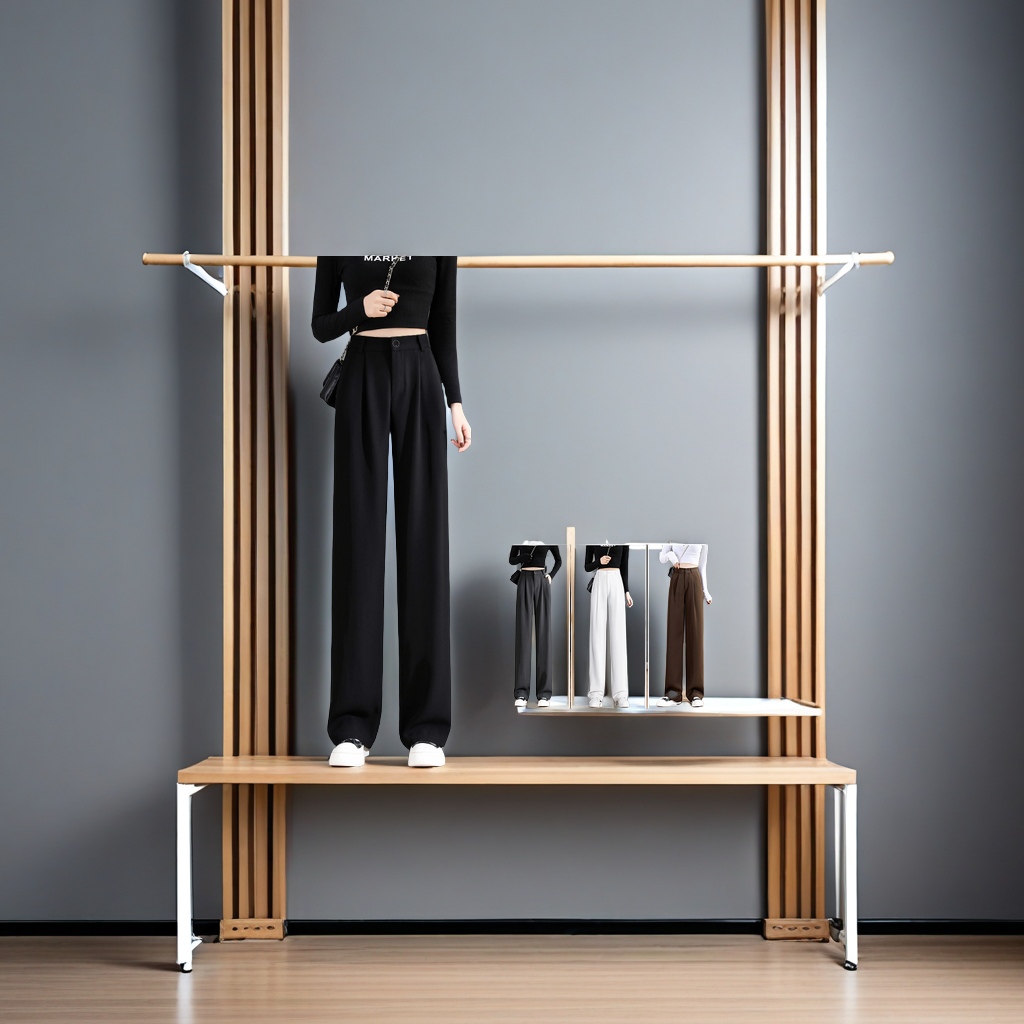 2025春夏新款女士高级感黑色直筒阔腿裤 小个子窄版垂感西装裤 正装裤时尚潮流