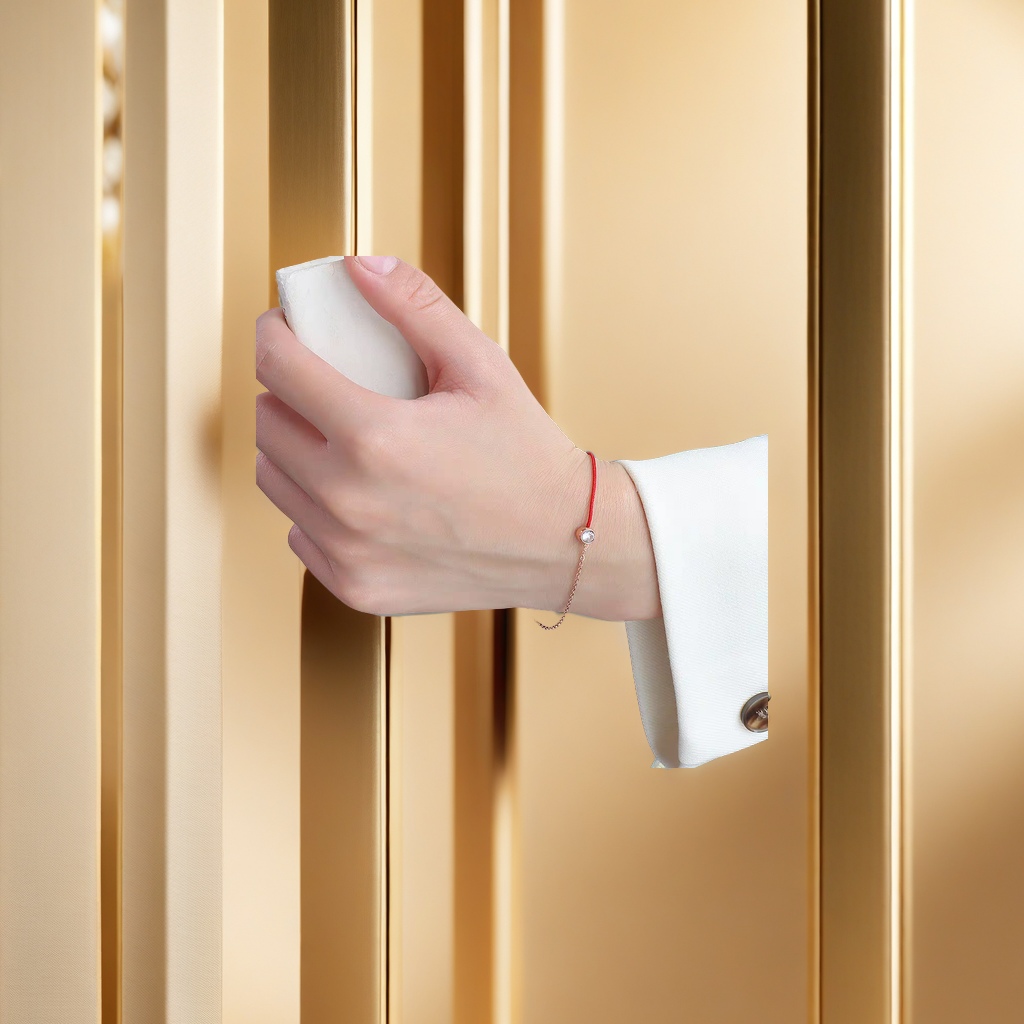 本命年幸运锆石红绳手链白底实物图