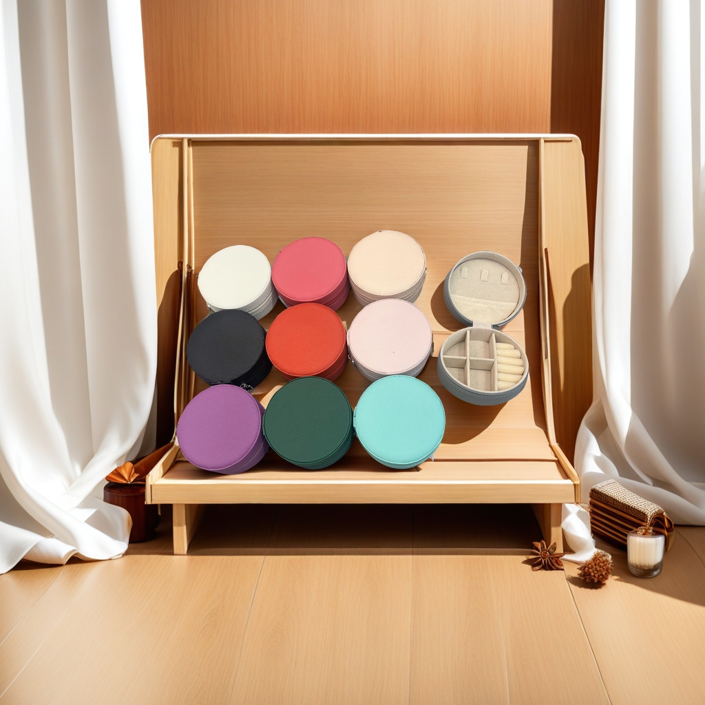 精致女士首饰收纳盒 多层大容量环扣耳环项链珍珠首饰盒 旅行便携款首饰包