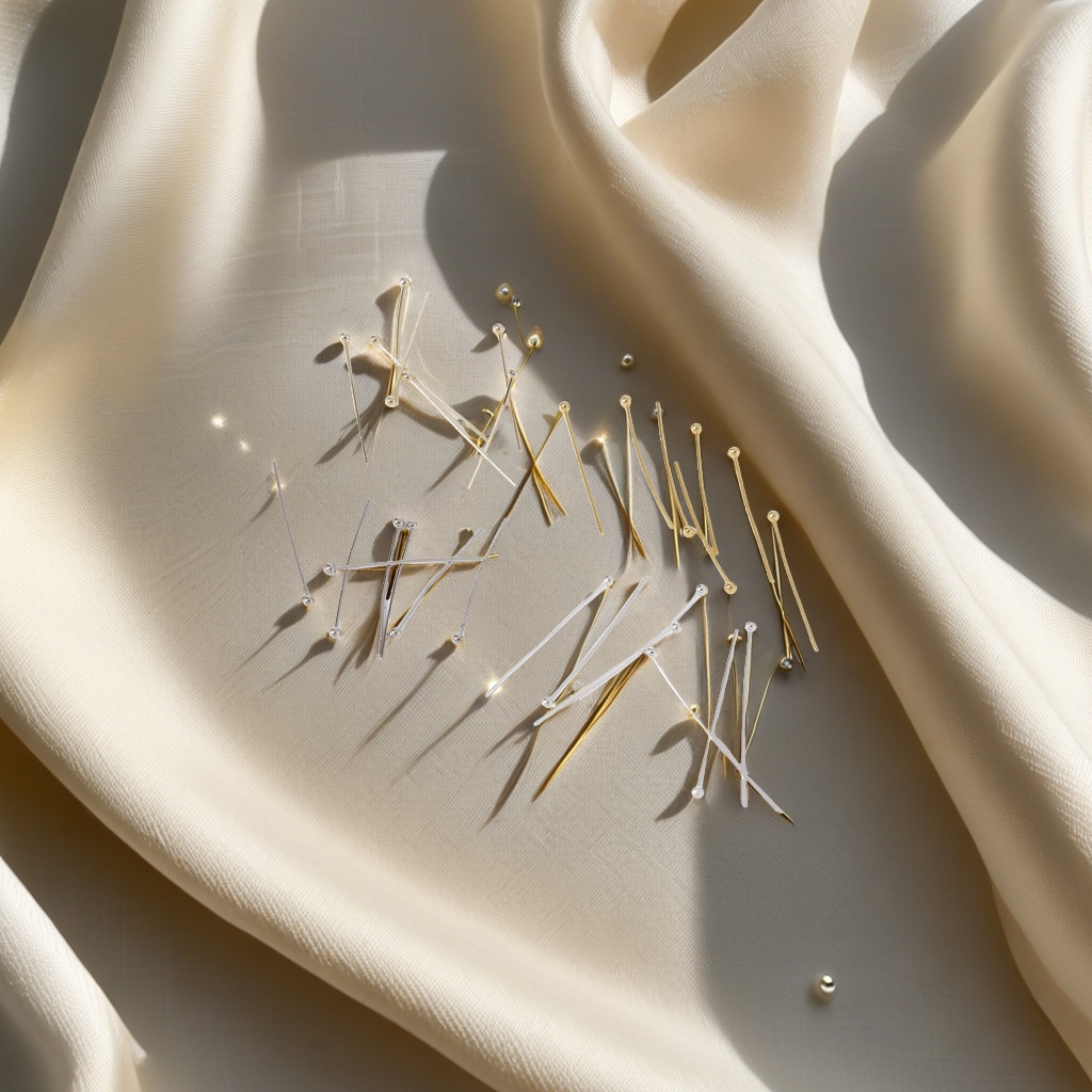 14K gold-plated pins with strong color retention, DIY handcrafted beading material, high-end round-tipped pins, bracelets, earrings, necklaces, jewelry accessories, jewelry making tools details Picture