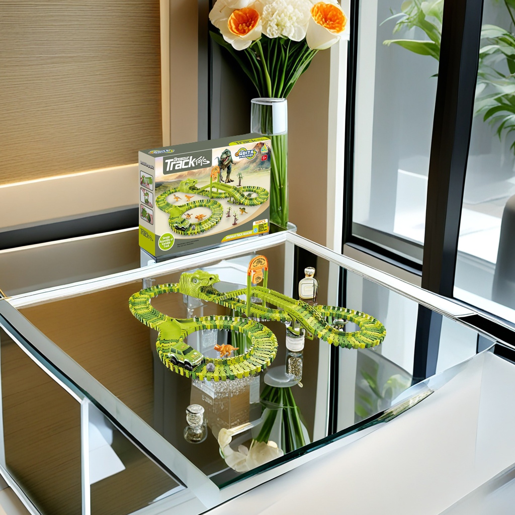 恐龙电动轨道车 儿童益智玩具 脑力开发创意互动游戏机