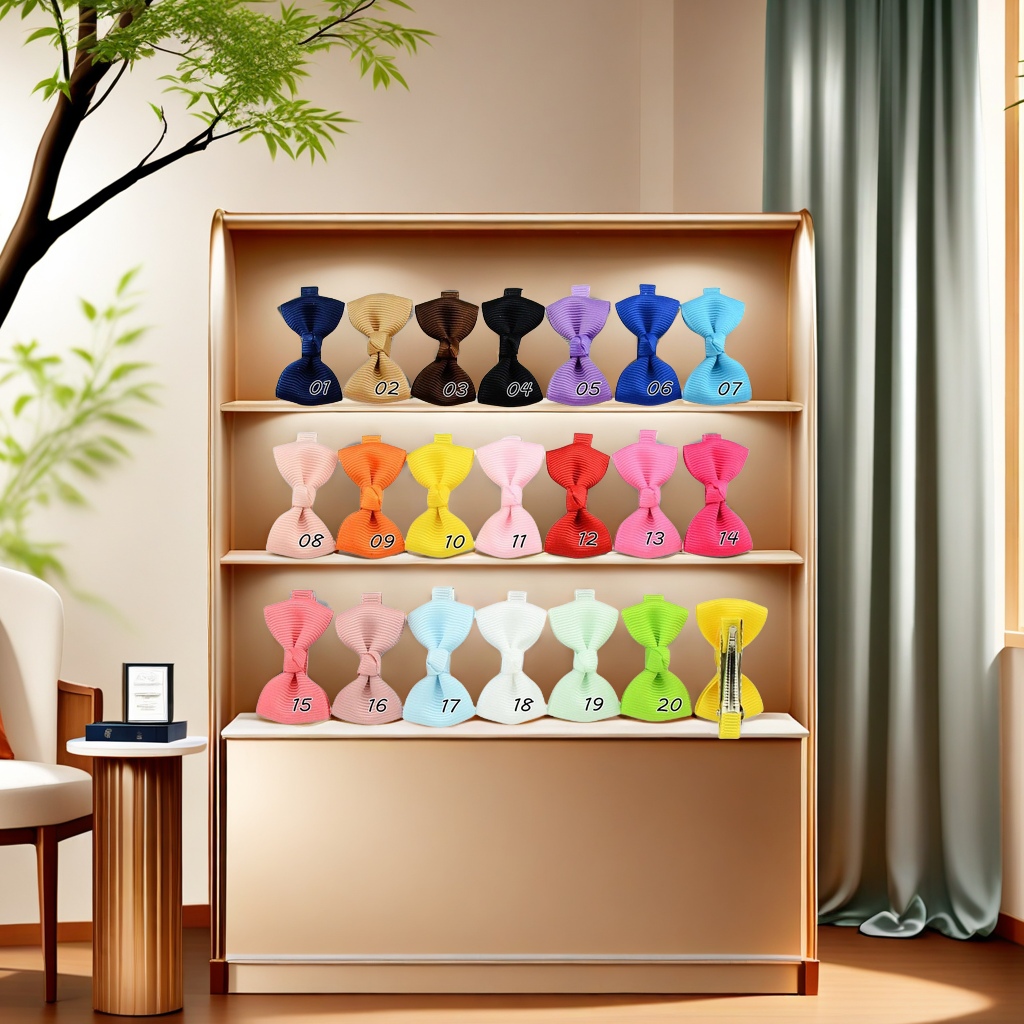 European and American style best-selling children's hair accessories on Amazon, 20-color solid color hair clips, baby bow side clips, cute, fashionable and trendy accessories details Picture