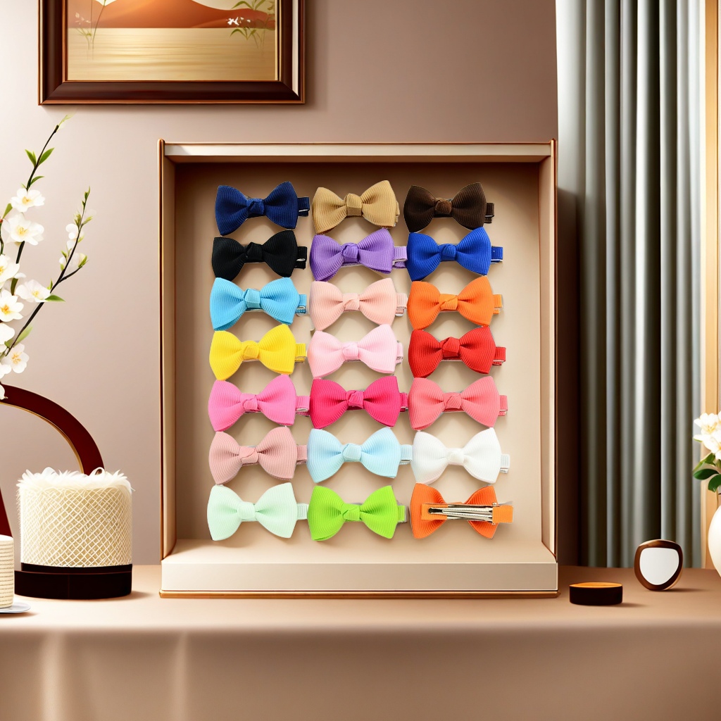 European and American style best-selling children's hair accessories on Amazon, 20-color solid color hair clips, baby bow side clips, cute, fashionable and trendy accessories Specification image