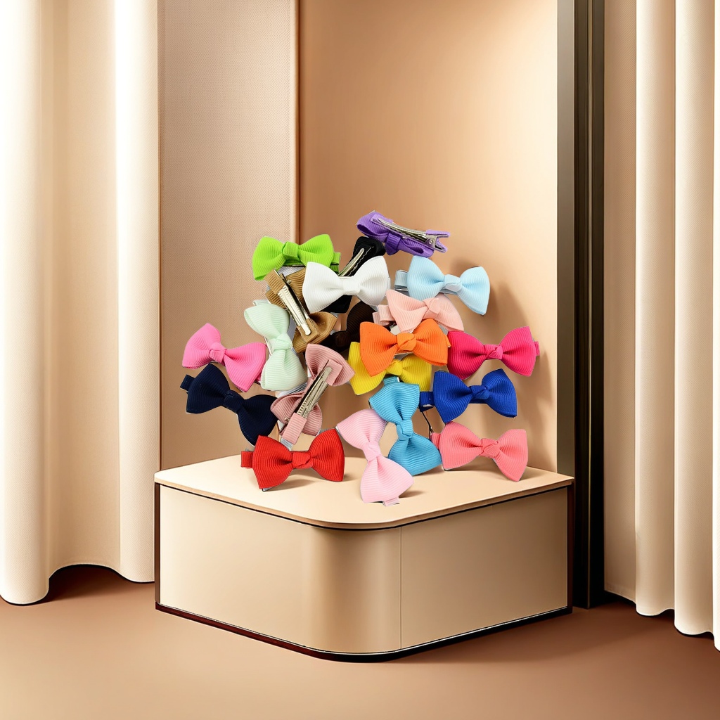 European and American style best-selling children's hair accessories on Amazon, 20-color solid color hair clips, baby bow side clips, cute, fashionable and trendy accessories Item Picture