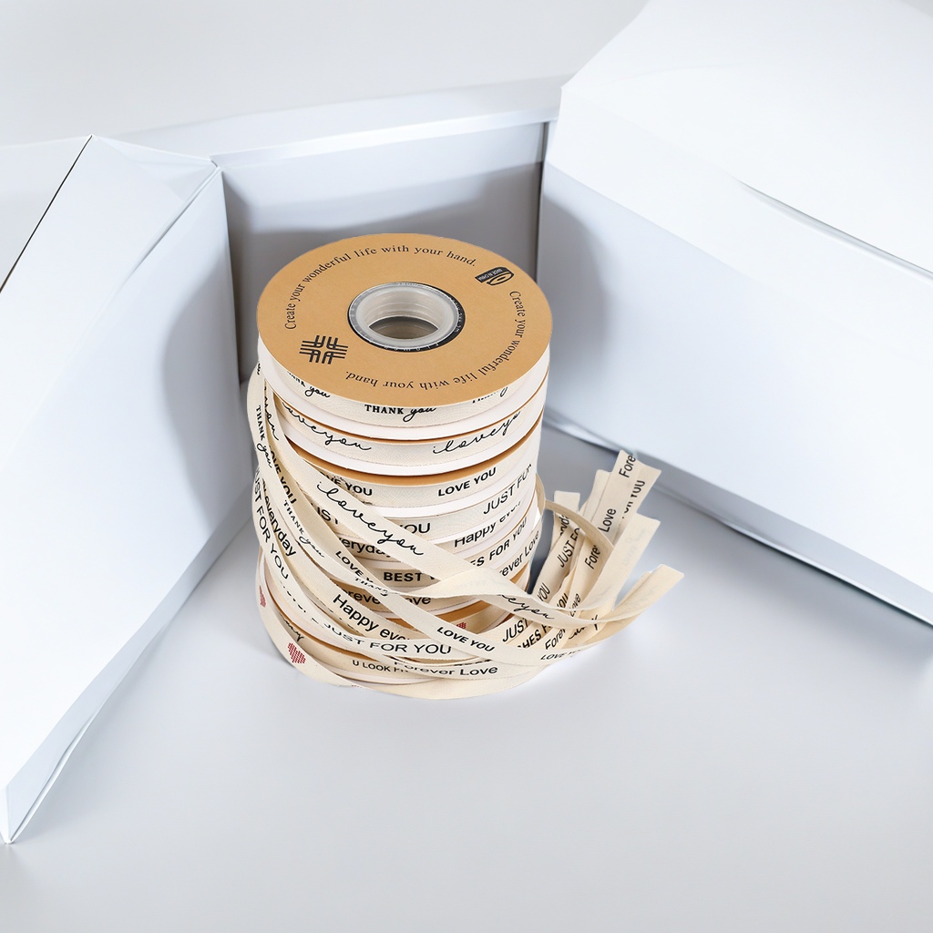 English printed cotton tape, Valentine's Day gift box decorative ribbon, flower packaging special woven tape, souvenir decorative ribbon details Picture