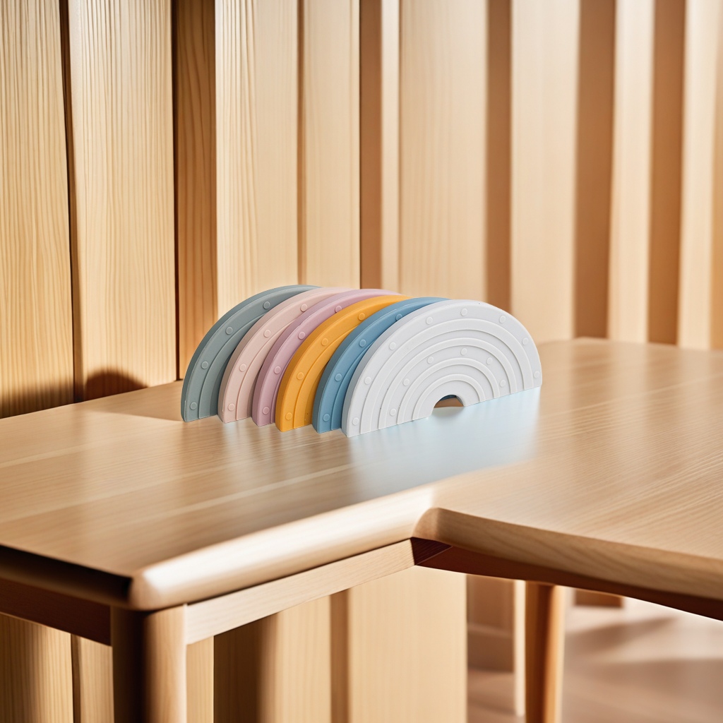 New baby silicone teether stick Baby Bite music food grade rainbow toys children's safety teether stick teether guard necessary for babies details Picture