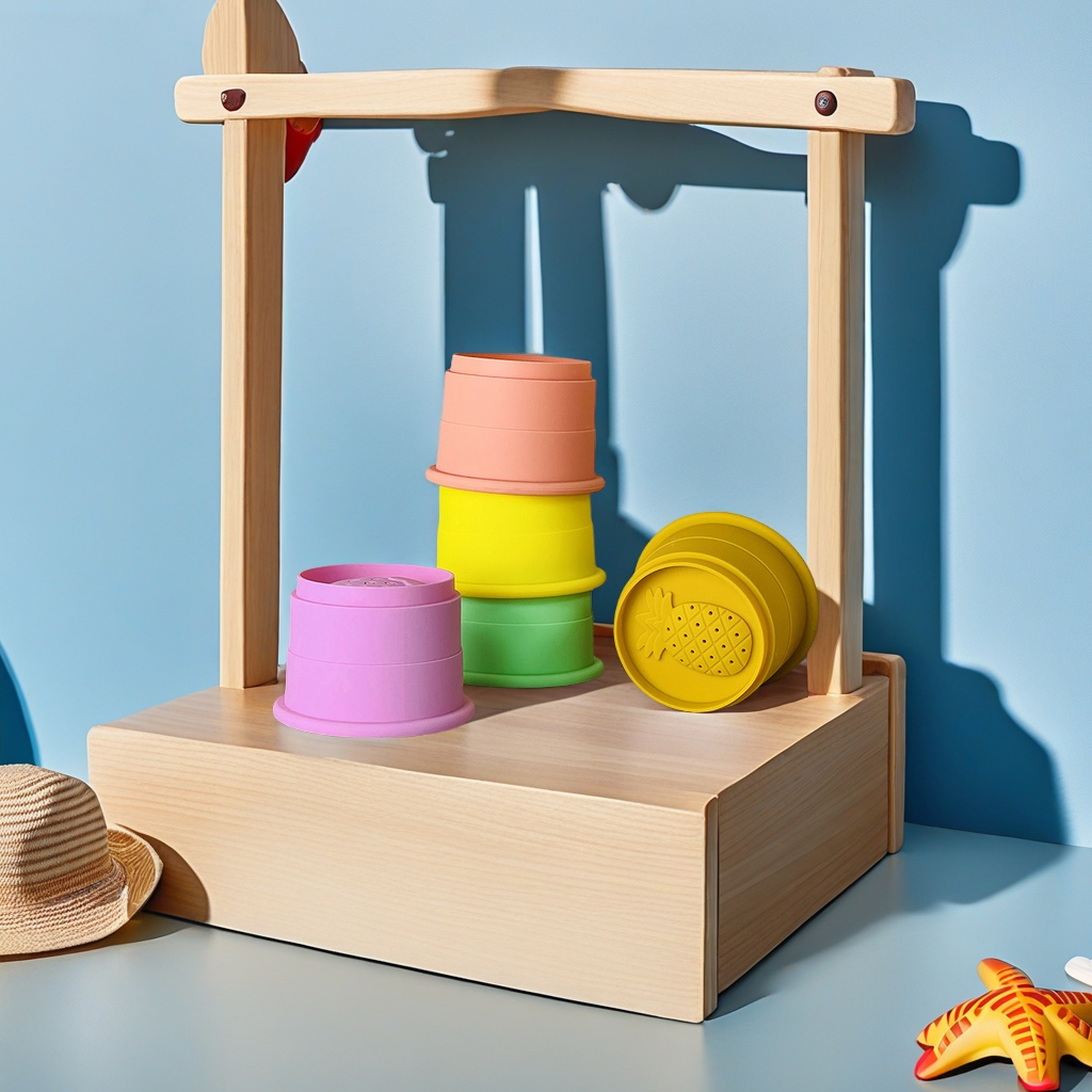 Children's water play beach toys, Jenga, baby bath cups, Jenga rings, fun silicone sand toys, safe and non-toxic water play toys