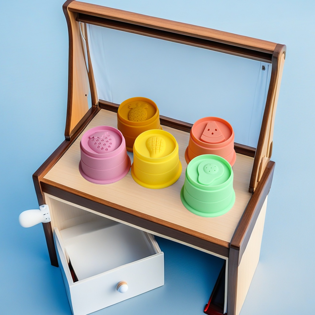 Children's water play beach toys, Jenga, baby bath cups, Jenga rings, fun silicone sand toys, safe and non-toxic water play toys Specification image