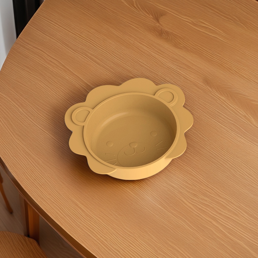 New baby feeding silicone bowl, children's tableware, food-grade silicone complementary food bowl, cartoon lion-shaped feeding set, safe and non-toxic feeding tableware