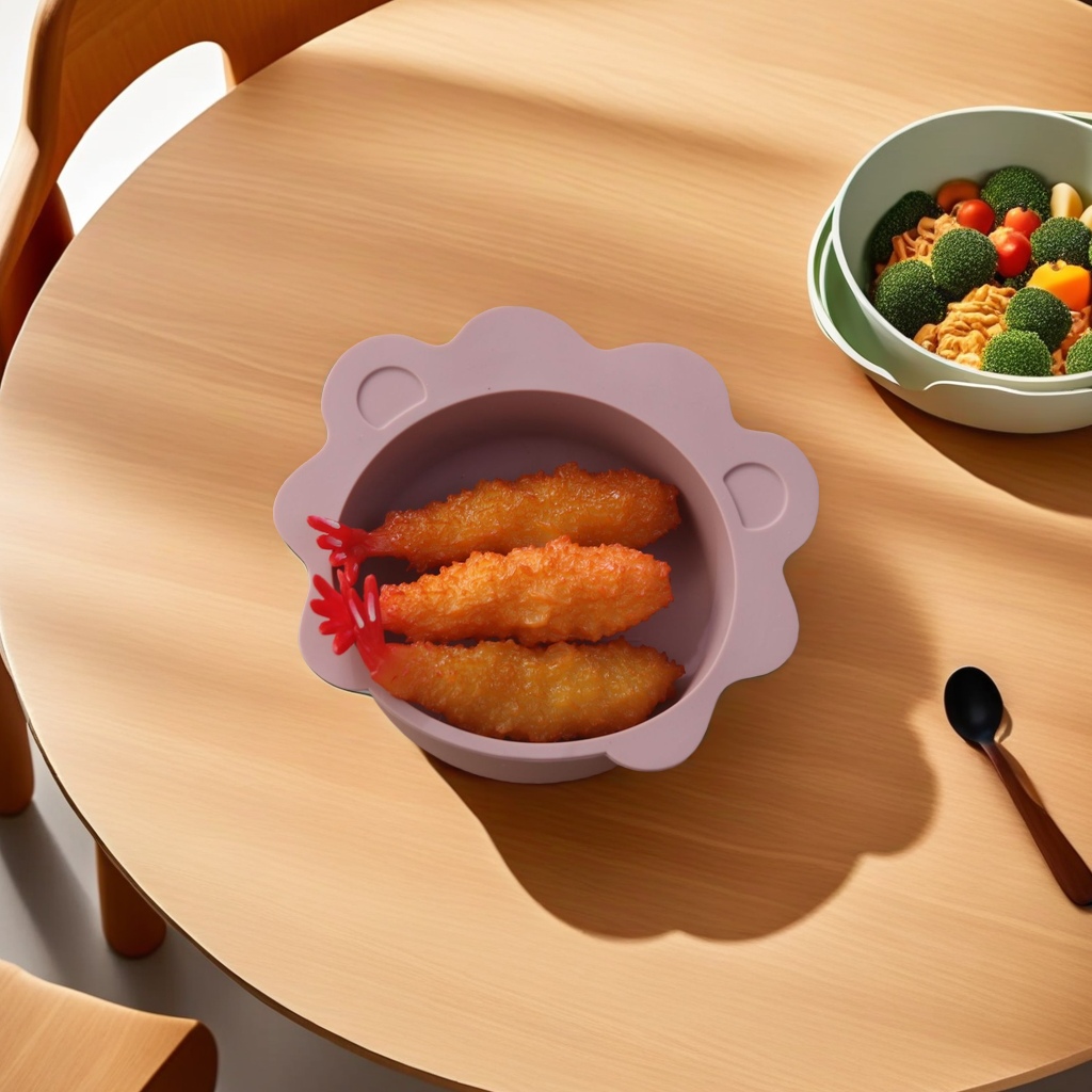 New baby feeding silicone bowl, children's tableware, food-grade silicone complementary food bowl, cartoon lion-shaped feeding set, safe and non-toxic feeding tableware details Picture