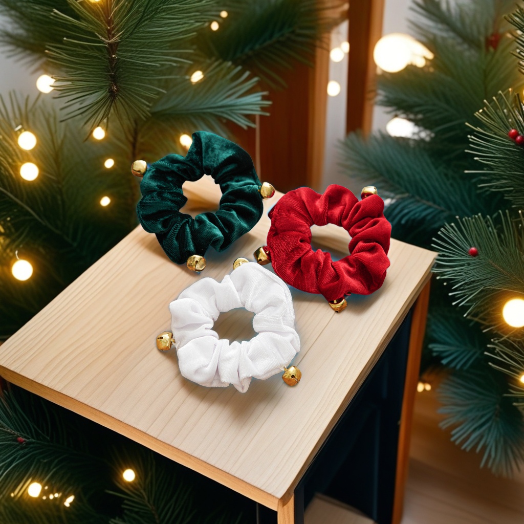 欧美跨境圣诞节特色绒布发圈 铃铛大肠发圈人物造型 简约布艺发饰 工厂直销品质保证