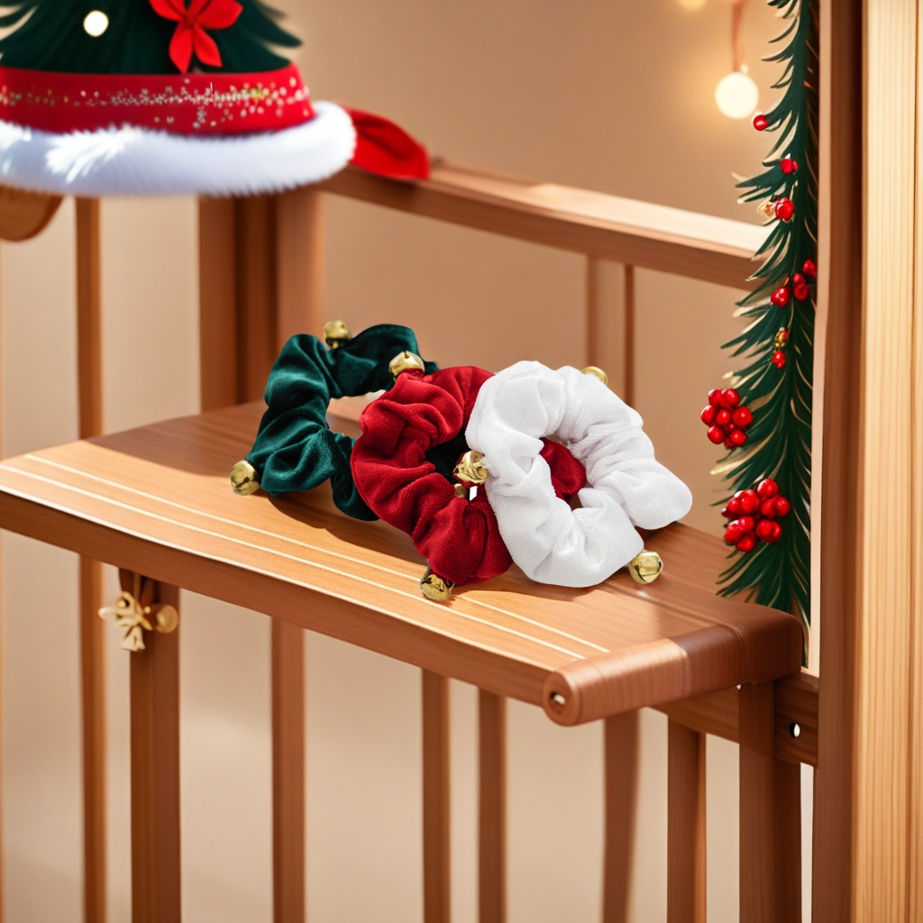 European and American cross-border Christmas-themed velvet hair bands, bell large intestine hair bands, simple figure designs, fabric hair accessories, factory direct sales, quality guaranteed details Picture