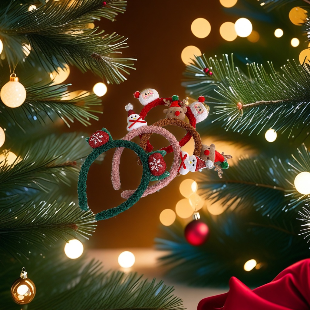 Christmas cross-border wholesale plush reindeer headbands, cute cartoon and funny decorative hair bands, forest-style headwear, Christmas decorative hair bands with a variety of styles Specification drawing