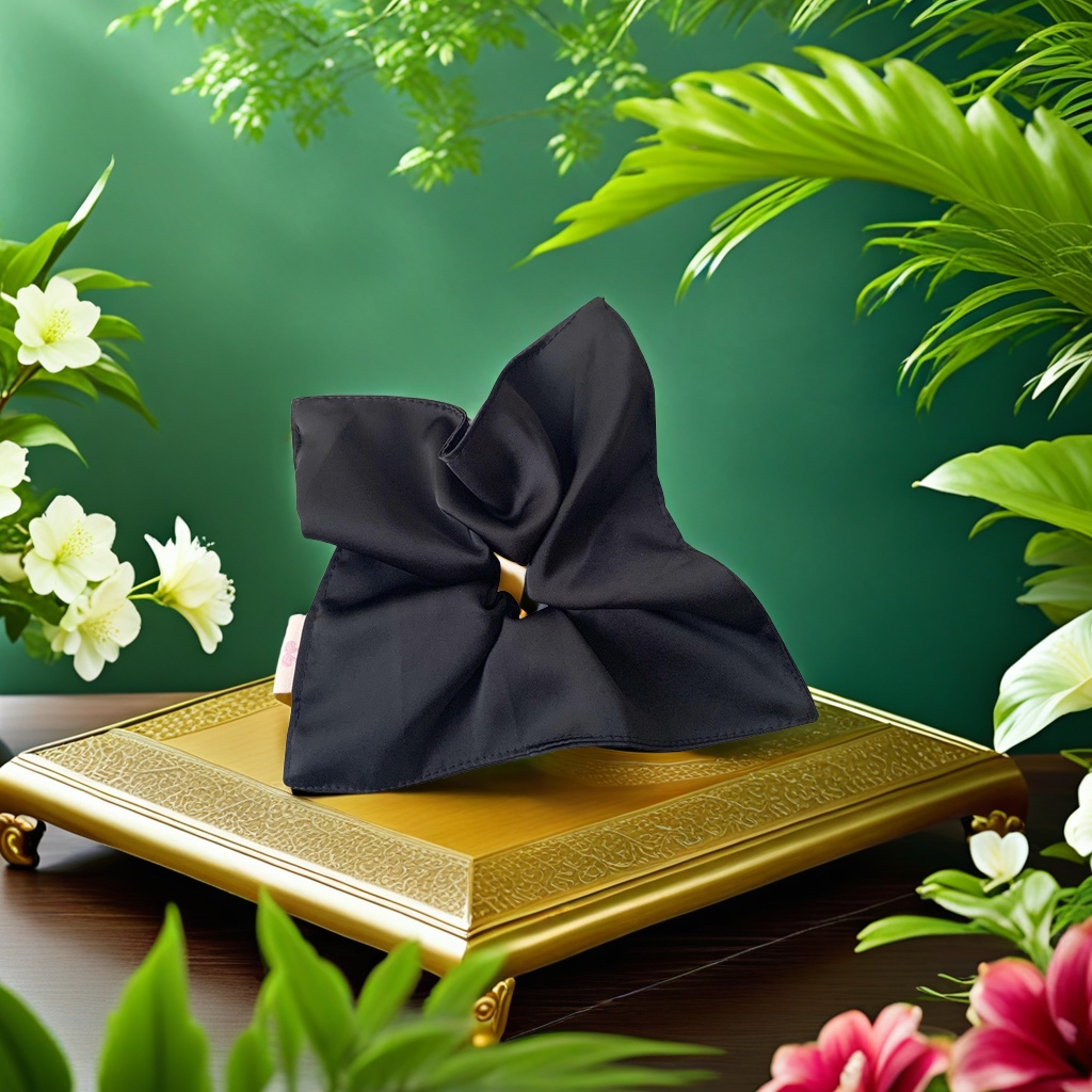 New Korean-style laid-back style, versatile satin handkerchief, women's high-end look, large intestine hair band, super large hair tie, hair band, fashionable and trendy hair accessory Item Picture
