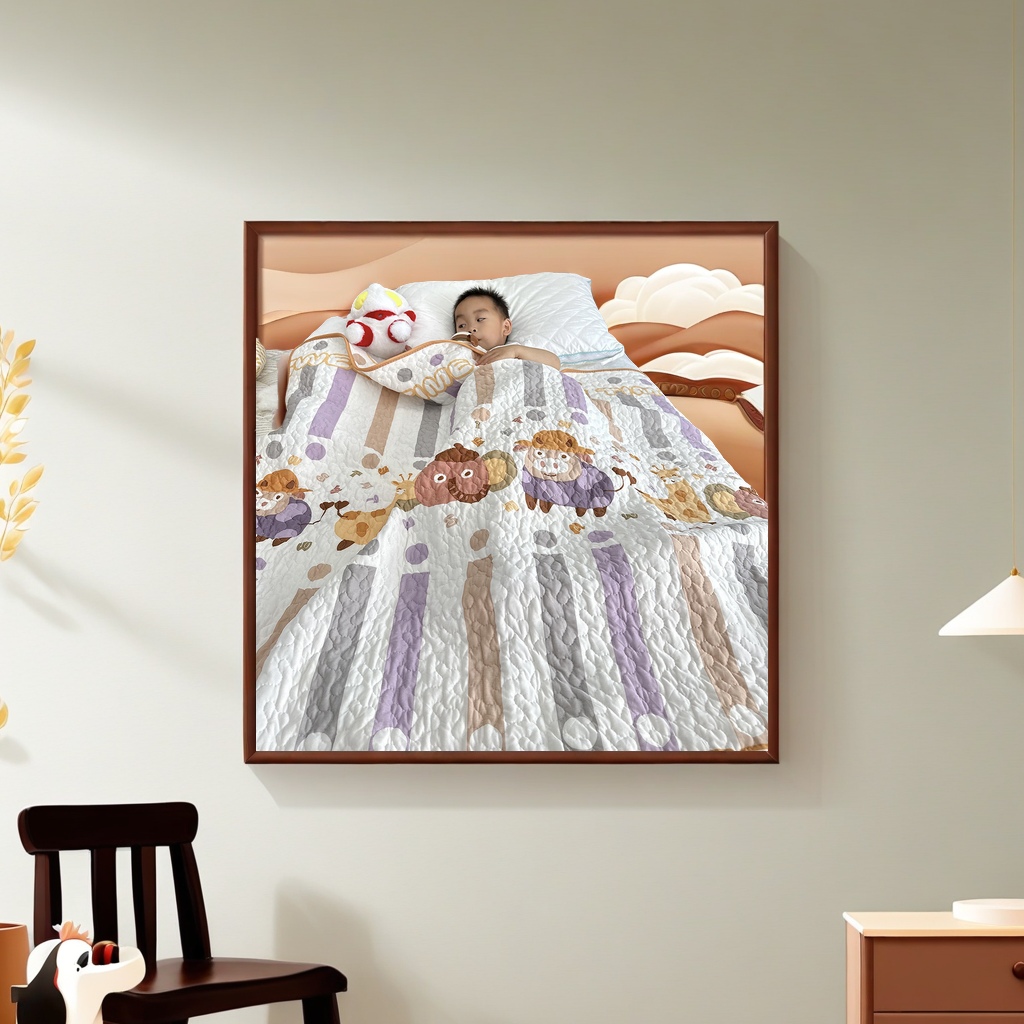 Class A skin-friendly ice silk summer cool quilt, special air-conditioned quilt for kindergarten naps, baby summer bed cover, light and breathable silk quilted ice-like quilt details Picture