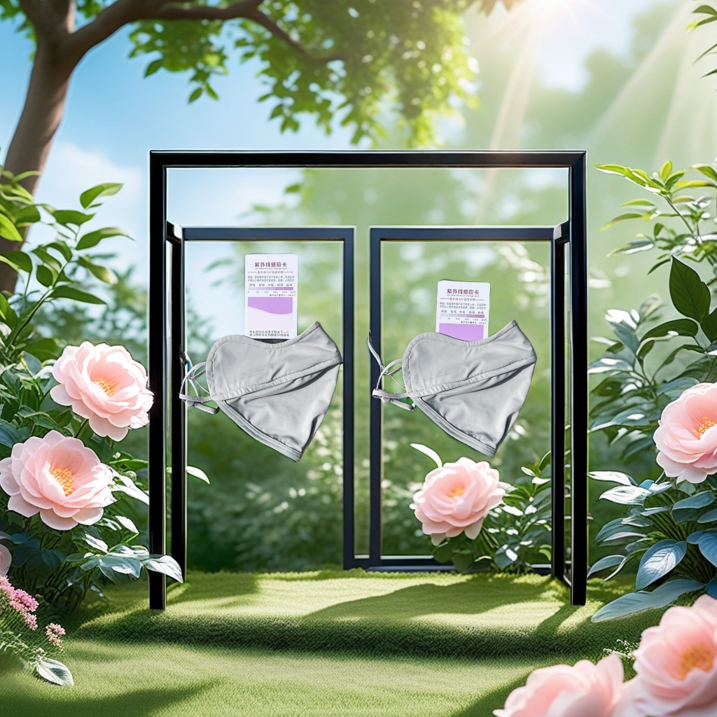 原纱冰丝防晒口罩女夏季锦纶防紫外线腮红渐变透气护眼角面罩 防晒面纱冰丝面罩清凉透气详情图3