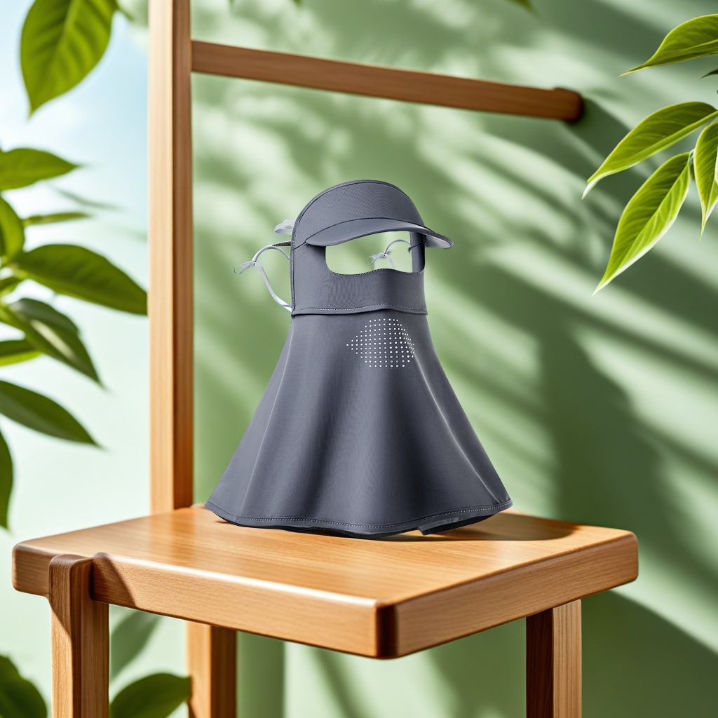 Ice Silk Cool Sun Protection Mask for women's outdoor cycling, full-face UV protection, breathable thin face mask, shoulder and neck sun protection veil details Picture