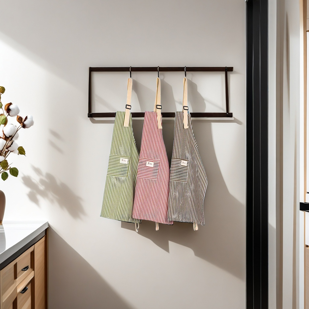 厂家直销条纹棉麻围裙 餐厅厨房工作透气围腰 家务时尚围裙带袖套 家用防油广告围裙批发