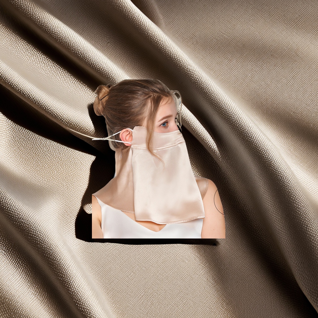 真丝面罩加大夏季防晒遮阳 防紫外线骑行出行桑蚕丝面纱 外贸口罩防晒面纱轻薄透气