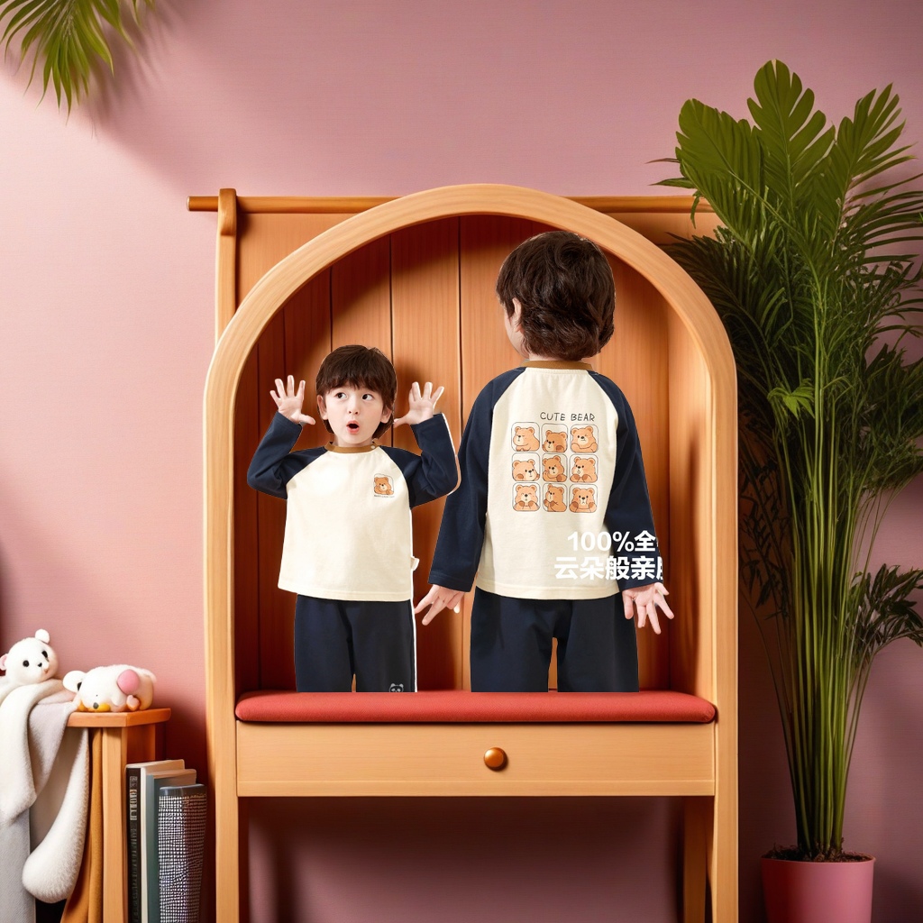 咔咔熊猫春秋新款儿童纯棉长袖T恤 男童女宝宝上衣打底衫 春装婴儿衣服卫衣款式可爱舒适