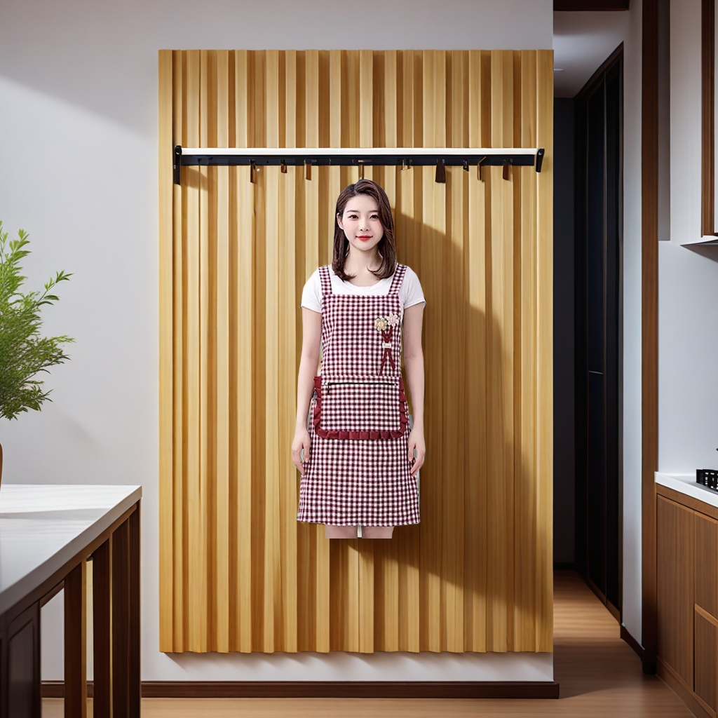 Korean-style women's fashion thickened cotton breathable household apron, kitchen cooking work clothes, sleeveless checked shoulder straps, waistband with sleeve covers, home oil-resistant apron Item Picture