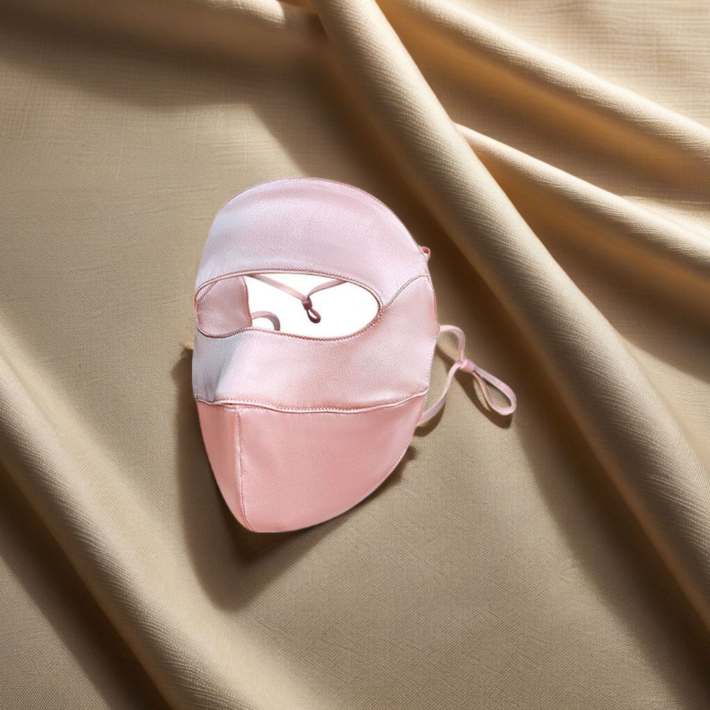 19 Mu Mi Mulberry Silk Full Face Sun Protection Mask, Double-sided silk sun protection face mask, UV protection and sun protection face mask, Gini women's high-end silk sun protection veil Item Picture