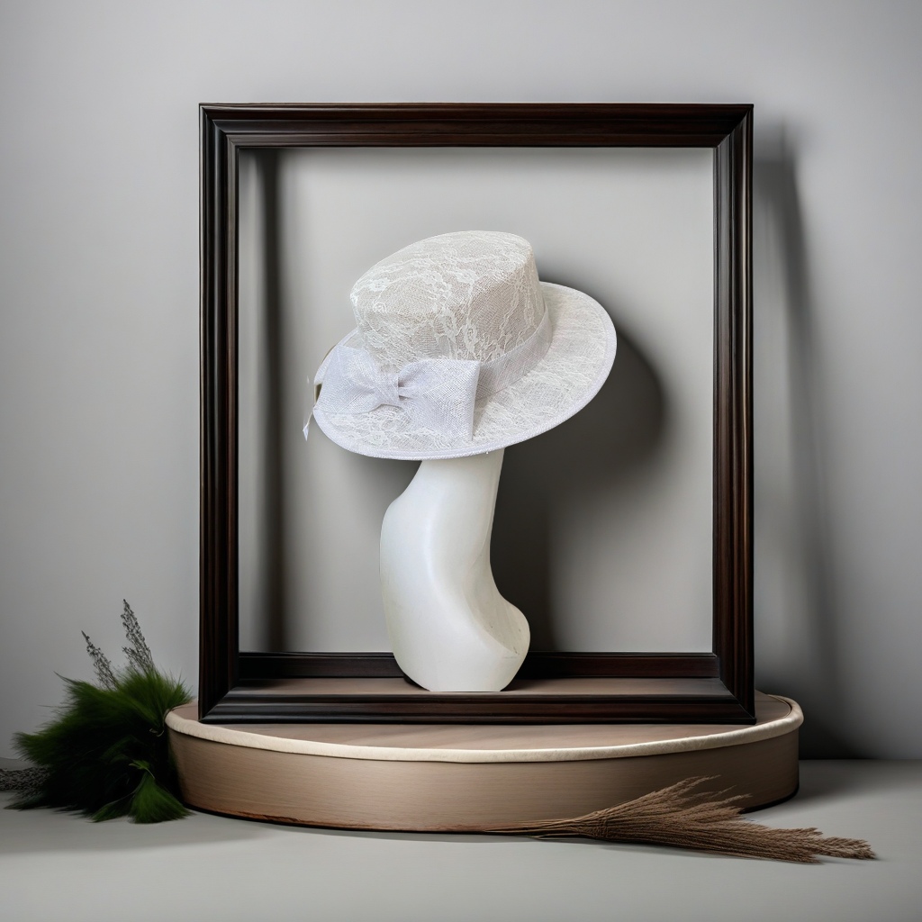 New retro British style flat-top hat, artistic lace and linen top hat, black and green available, sunshade adult hat, trendy flat-top sunshade hat Specification image