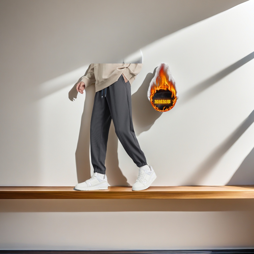 WOOG2005男装2024秋冬季新款抗皱束脚休闲裤男士卫裤运动裤 时尚潮流舒适透气男士裤装