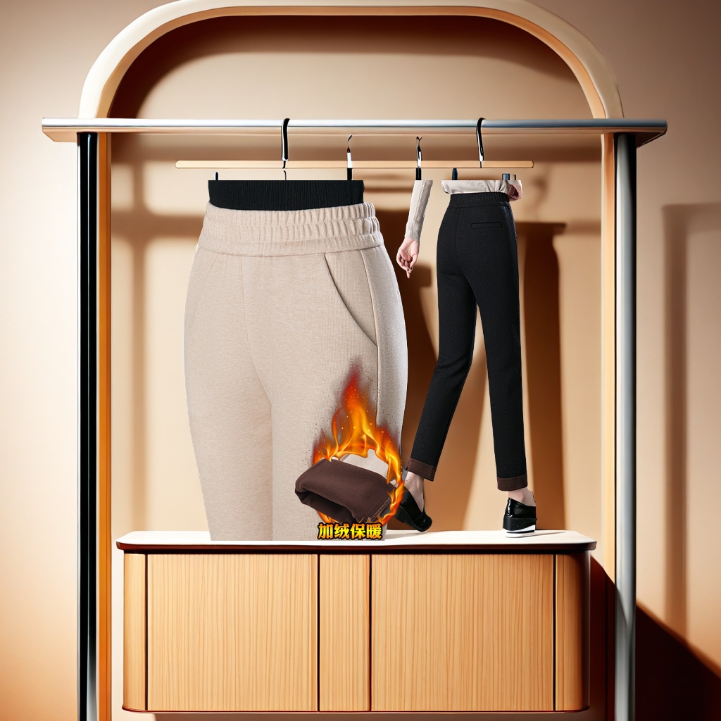 The new women's casual pants for the autumn and winter of 2024 are stretchy high-waisted, straight nine-inch pants with fleece and thickened warmth. They are fashionable and trendy for women Specification image