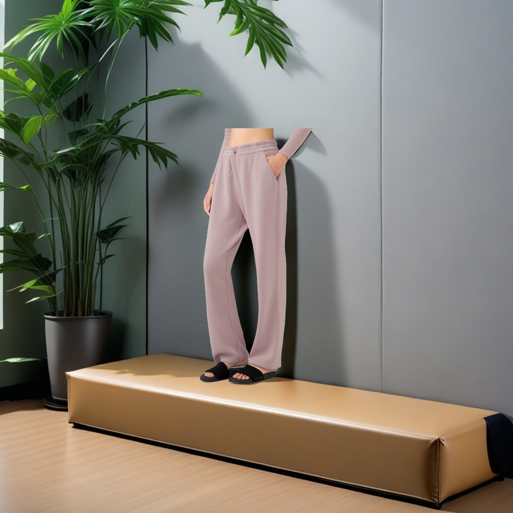 DAW167秋冬新款瑜伽裤女 高腰显瘦休闲直筒裤 百搭宽松阔腿运动长裤 垂感优雅运动裤