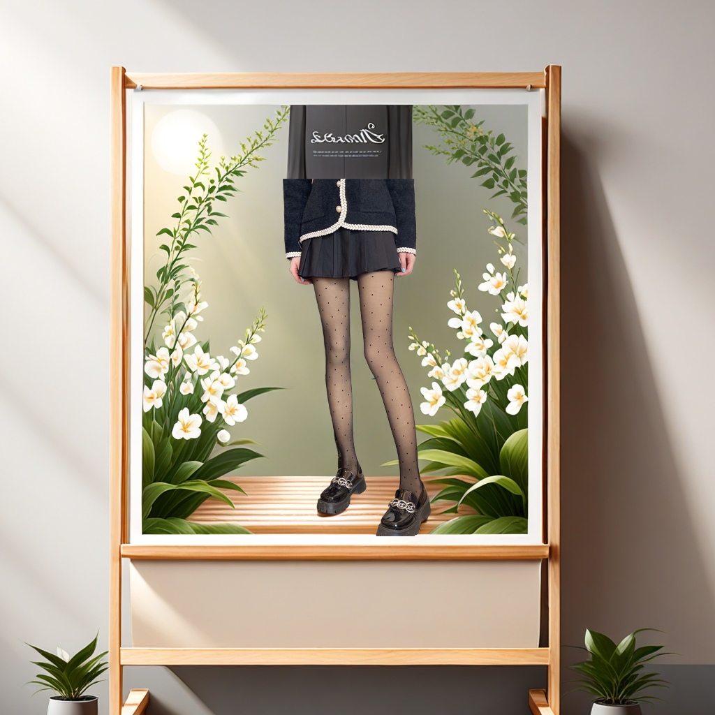Spring and summer bestsellers: Parisian letter extended black silk stockings, freely cut-out pantyhose, white flocked slimming leg essentials, base socks, foot socks, fashionable, comfortable and breathable details Picture