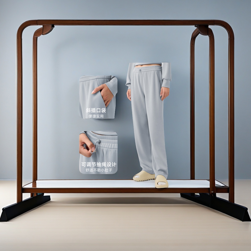 DAW167 Autumn/Winter yoga pants for women: High-waisted, slimming, straight-leg pants for casual and versatile use. Loose, wide-leg sport pants. Sport pants style for free matching details Picture