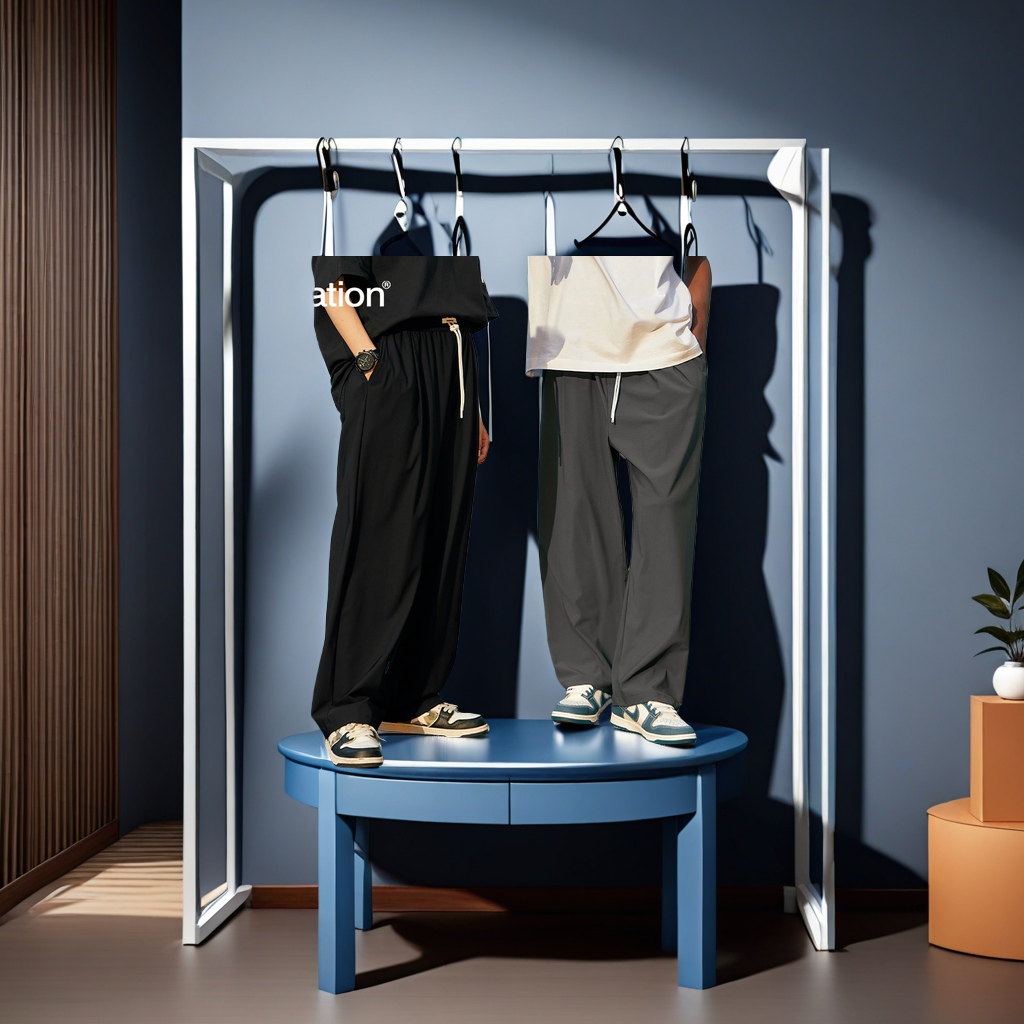 Jiezhan Men's new Spring/Summer 2025 collection: Street checkered high-elasticity cool-feeling wide-leg pants, men's and women's quick-drying air-conditioned pants, and other trendy and fashionable categories