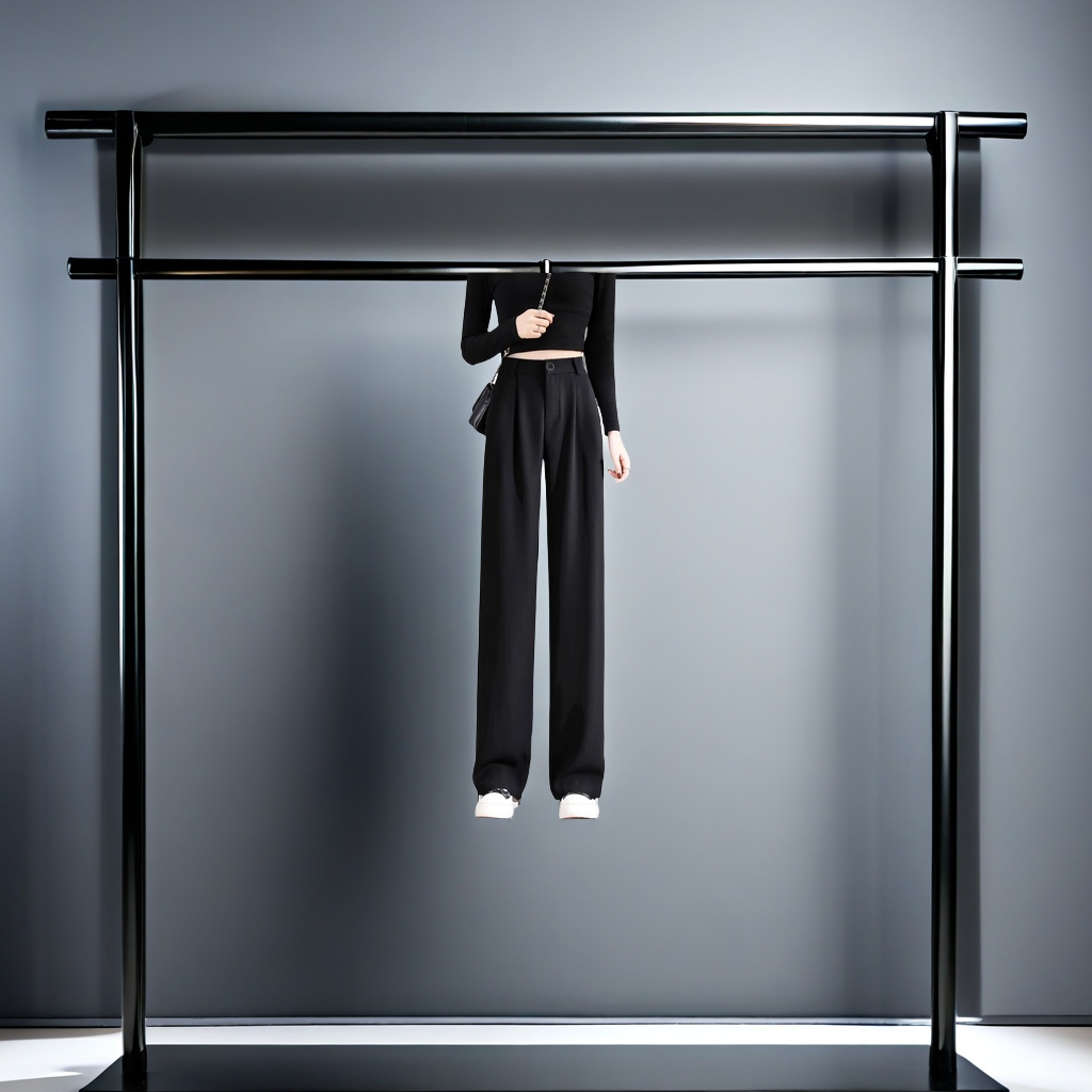 The new Spring/Summer 2025 women's high-end black straight-leg wide-leg pants, petite narrow drape suit pants and formal pants are fashionable and trendy Item Picture