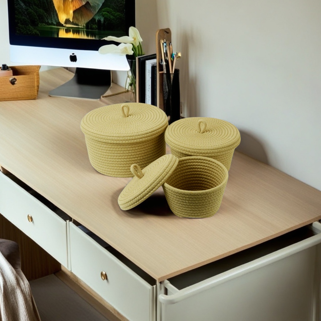  收纳整理家居必备品收纳床头收纳篮编织框子
手工编织棉绳收纳筐 高品质 高性价比 加厚设计 结实耐用 美观大方 立体感强