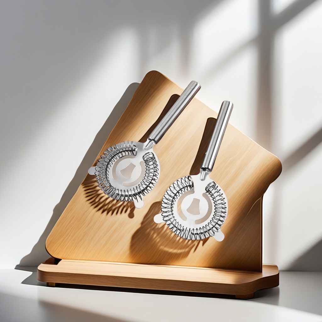 304 stainless steel bar-specific cocktail mixer, multi-functional round handle ice cube filter, high-quality ice filter wholesale, ice separator wonder details Picture