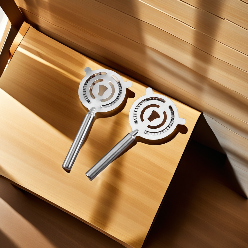 304 stainless steel bar-specific cocktail mixer, multi-functional round handle ice cube filter, high-quality ice filter wholesale, ice separator wonder Specification image