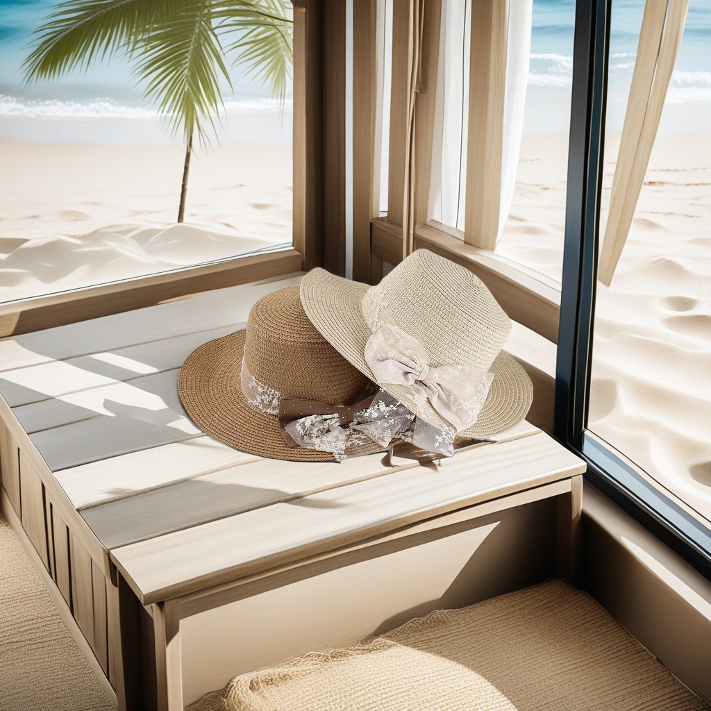 Korean semi-transparent grass hat for ladies, summer British retro flat-topped fresh top hat, sunshade and sun protection beach hat for adults