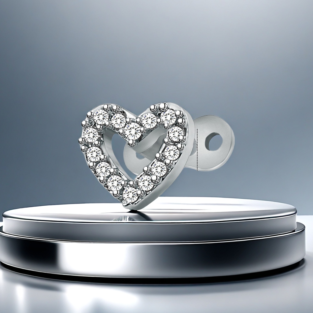 欧美风格316钛钢镶锆石心形埋骨钉 不锈钢人体穿刺饰品 厂家直批 其他款式埋钉饰品可选白底实物图