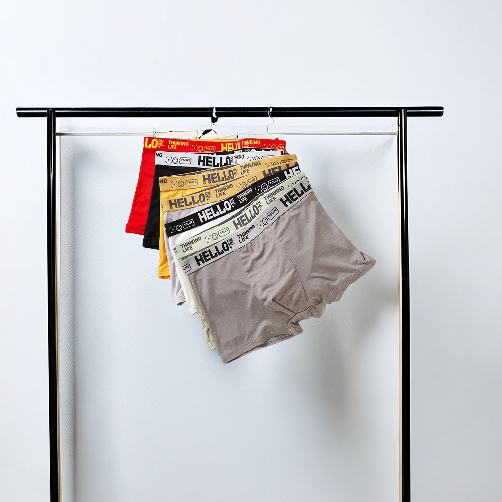 HELLO brand men's underwear, large-sized breathable four-corner pants, mid-waist style, autumn and winter youth flat-corner pants, men's comfortable and warm underwear details Picture