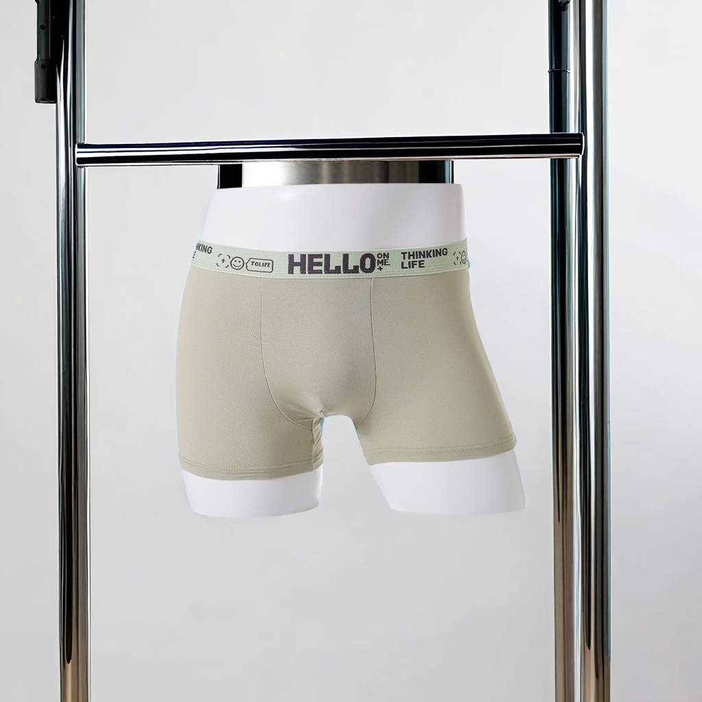 HELLO brand men's underwear, large-sized breathable four-corner pants, mid-waist style, autumn and winter youth flat-corner pants, men's comfortable and warm underwear Item Picture