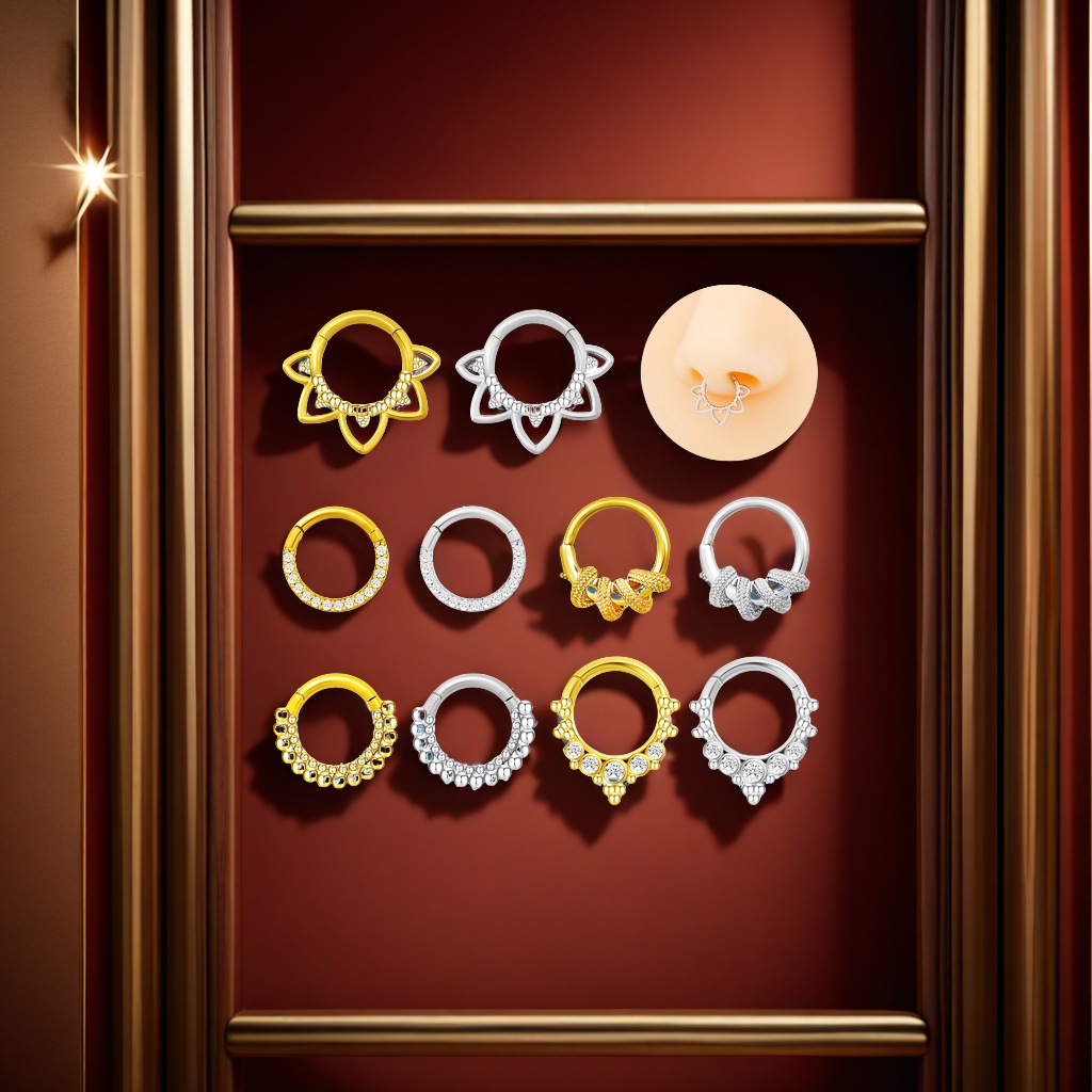 圆形镶钻耳饰鼻环穿刺 欧美跨境外贸耳饰批发 独特设计穿刺饰品 时尚潮流其他穿刺饰品