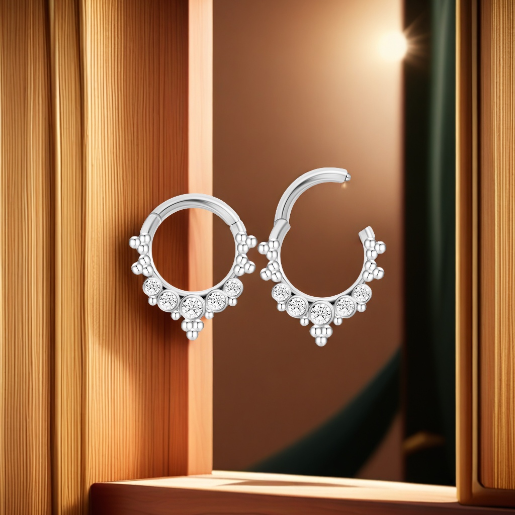 圆形镶钻耳饰鼻环穿刺 欧美跨境外贸耳饰批发 独特设计穿刺饰品 时尚潮流其他穿刺饰品产品图