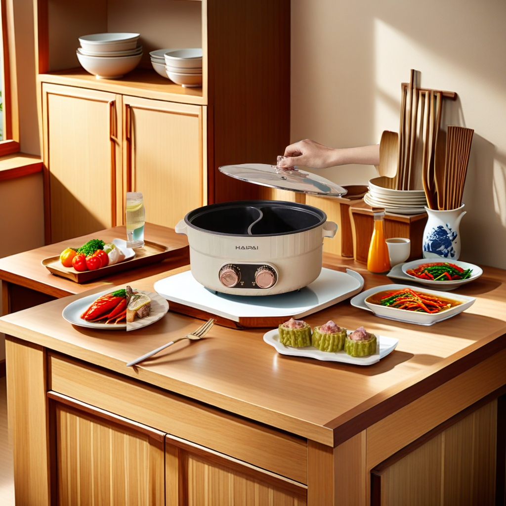 Haipai 5-liter yin-yang integrated electric hot pot, household steaming and boiling electric stir-frying pot, multi-functional cooking pot, double-combination electric cooking pot, a new delicious cooking experience details Picture