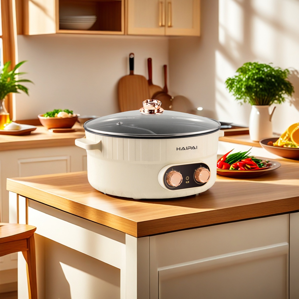 Haipai 5-liter yin-yang integrated electric hot pot, household steaming and boiling electric stir-frying pot, multi-functional cooking pot, double-combination electric cooking pot, a new delicious cooking experience Item Picture