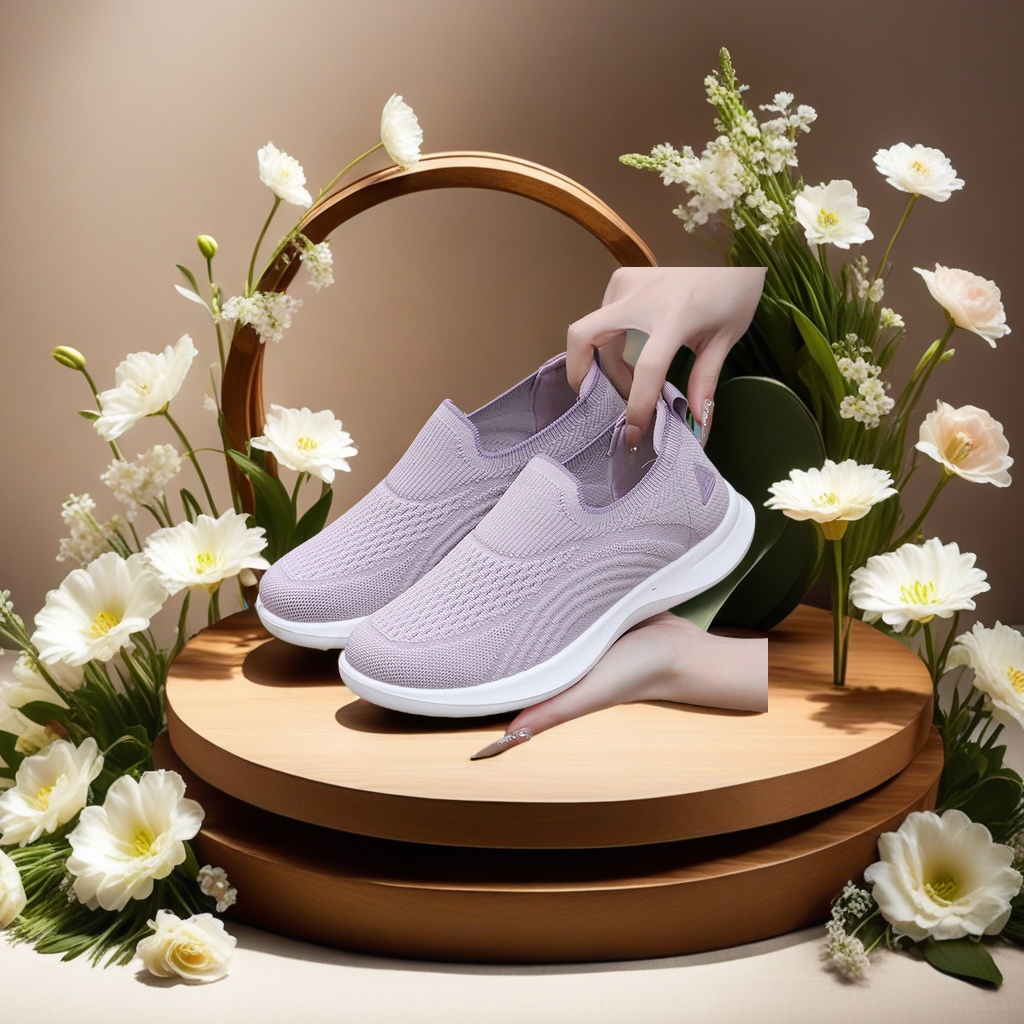 鞋子女春季新款一脚蹬女鞋休闲健步鞋时尚定制运动鞋女软底懒人鞋