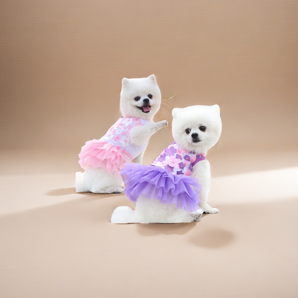 Pet dog, cat, Teddy, bichon Frise, peach blossom skirt, clothes, dog clothing, pet supplies manufacturer wholesale fashionable, comfortable and cute pet skirts